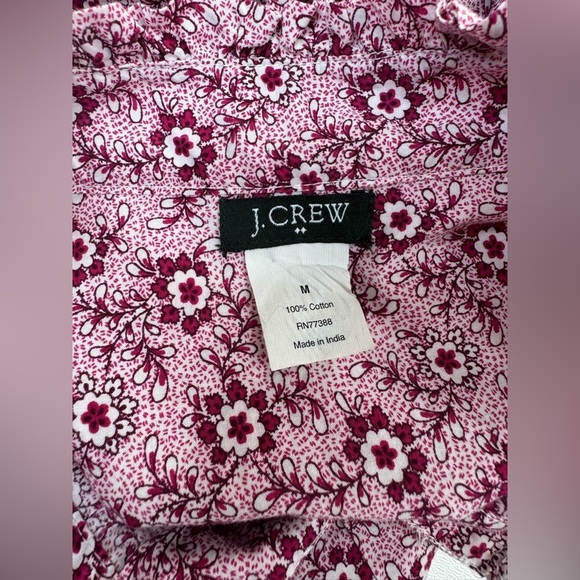 J. Crew 100% Indian Cotton Floral Pin Tuck Ruffle Blouse Womens Medium - Picture 5 of 16